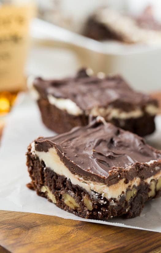 Double Frosted Bourbon Brownies - Spicy Southern Kitchen