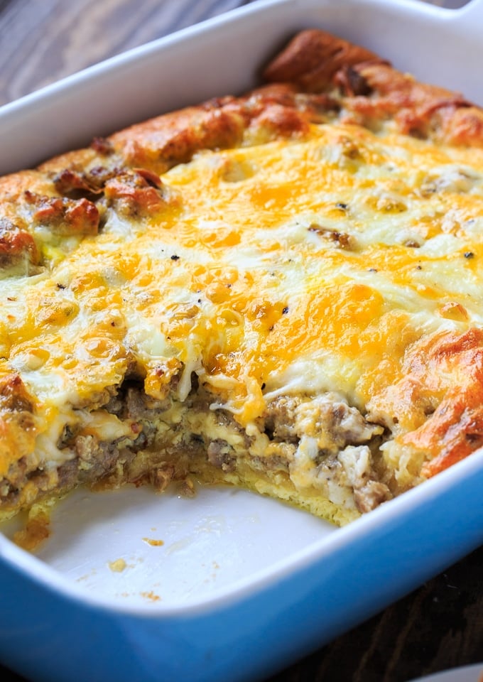 Croissant sausage breakfast casserole