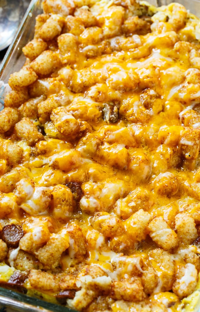 Breakfast Tater Tot Casserole - Spicy Southern Kitchen