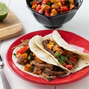 Chipotle Maple BBQ Brisket Tacos with Sweet Potato Salsa - Spicy ...