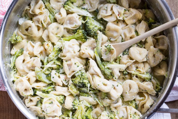 Broccoli Alfredo Tortellini- ready in less than 30 minutes!