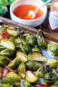 Roasted Brussels Sprouts with Bacon and Tabasco Honey Glaze