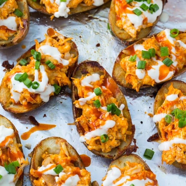 Buffalo Chicken Potato Skins