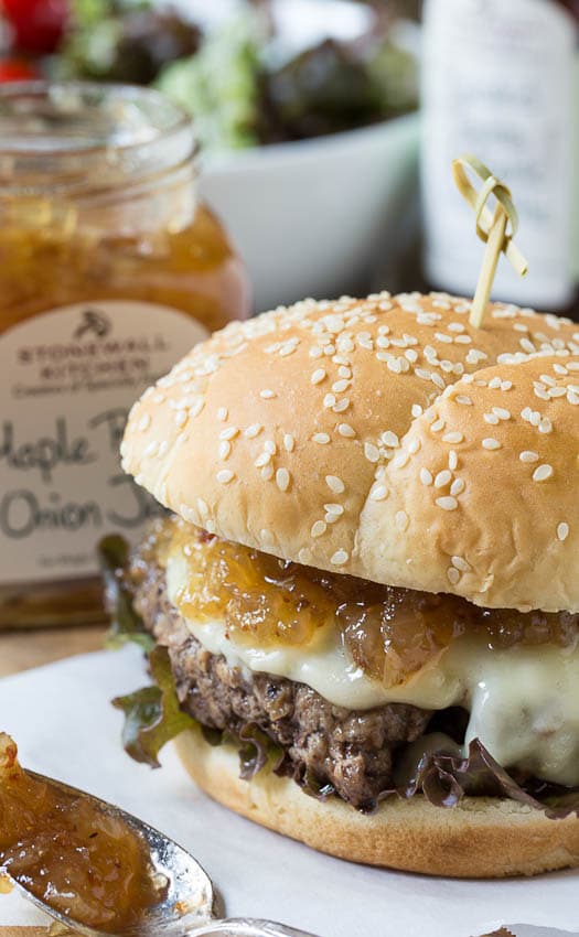 Burgers with Maple Bacon Onion Jam Spicy Southern Kitchen