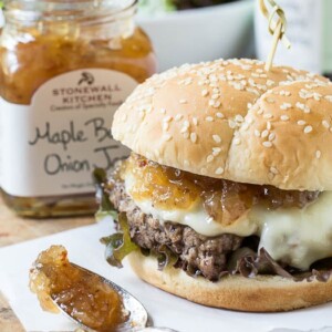 Burgers with Maple Bacon Onion Jam