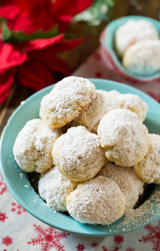 Greek Butter Cookies. These snowball like cookies flavored with butter and roasted almonds will put you in a festive mood.