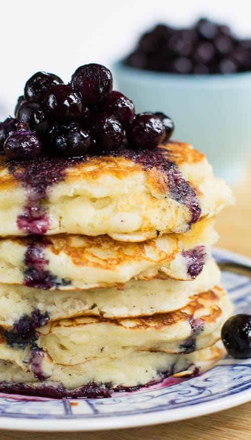 Buttermilk Pancakes with Blueberry Compote - Spicy Southern Kitchen