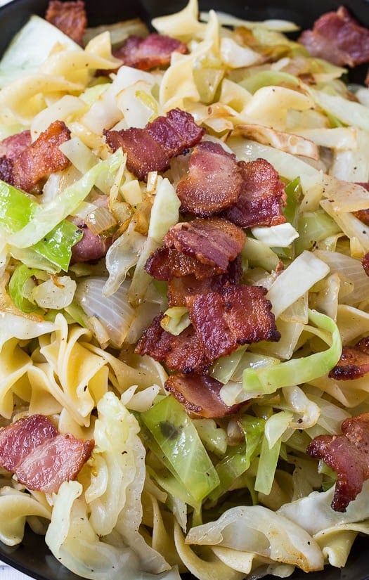 Cabbage and Noodles cooked in bacon. Simple and easy comfort food.