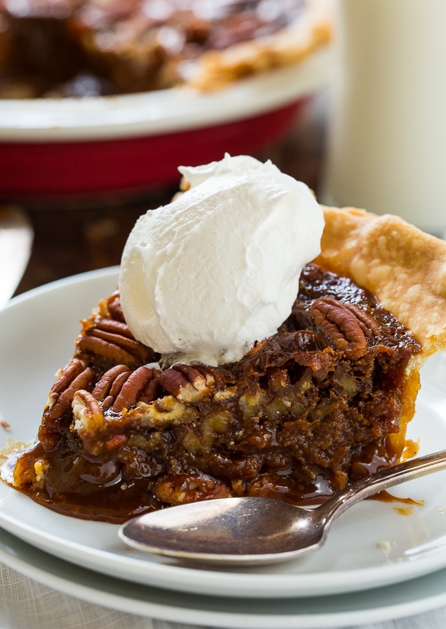 Paula Deen's Caramel Pecan Pie. Has a deep caramel flavor.