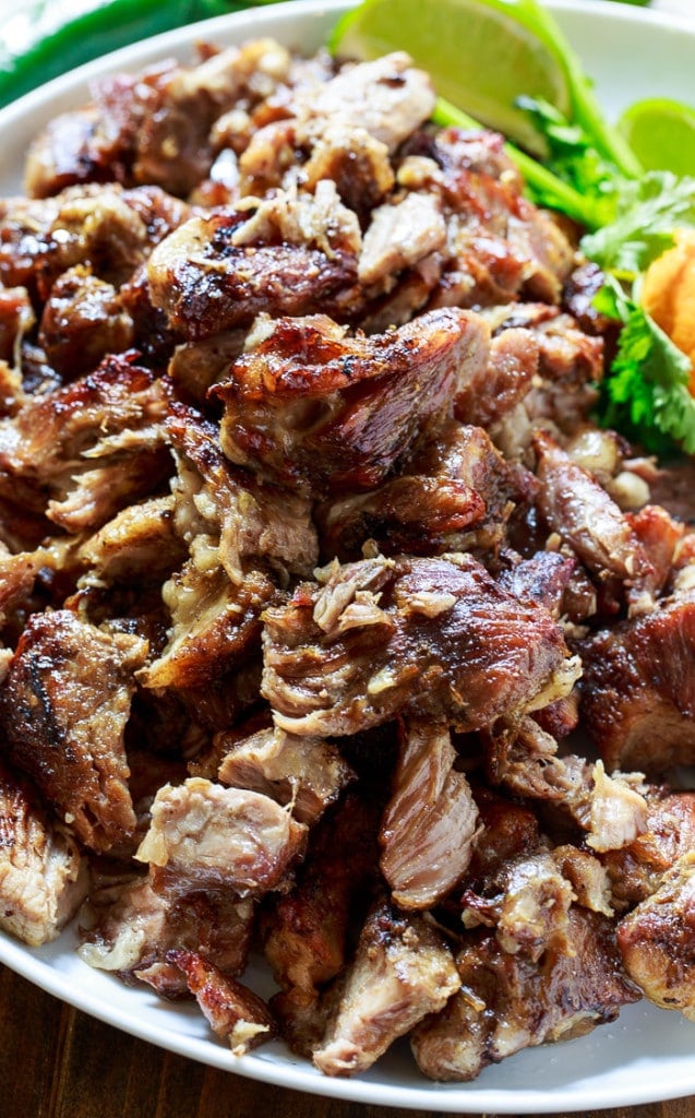 Pork Carnitas- slow cooked in lard and bacon fat until tender and then broiled until crispy.