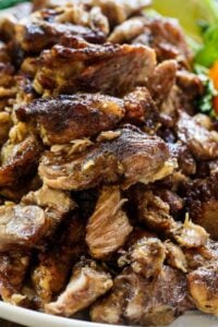 Pork Carnitas- slow cooked in lard and bacon fat and then broiled until crispy.
