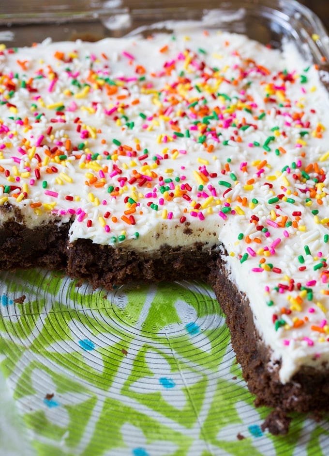 Celebration Brownies with buttercream frosting