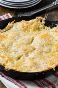 Skillet Chicken Pot Pie with Cheddar Crust