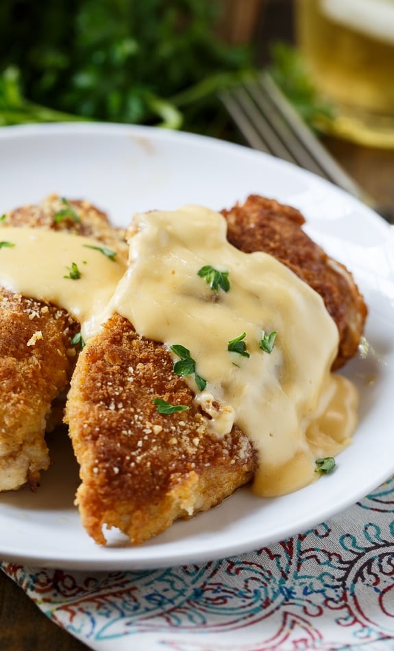 Cheesy Chicken Breasts with a crushed Ritz cracker coating.