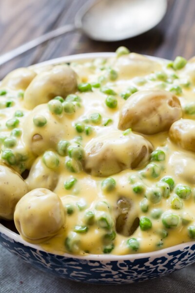 Cheesy Creamed Peas and Potatoes - Spicy Southern Kitchen