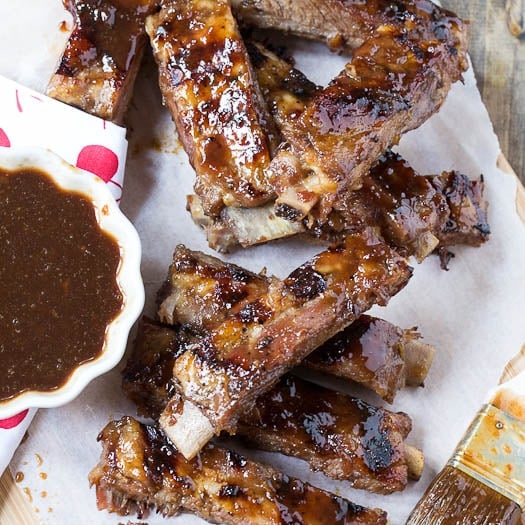 Grilled Spareribs with Cherry Cola Glaze - Spicy Southern Kitchen