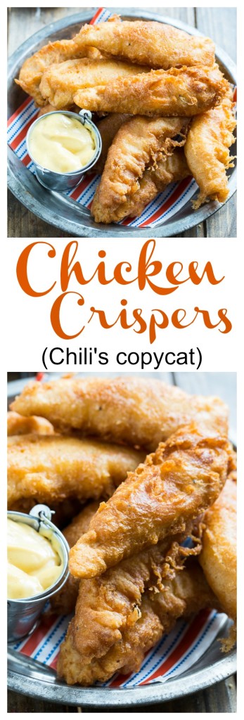 Chicken Crispers (Chili's copycat) - super flavorful chicken tenders. This batter is really awesome and has a nontraditional ingredient.