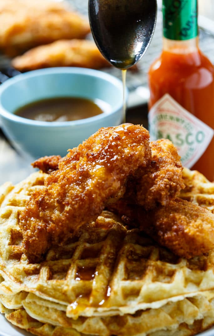 Chicken and Waffles with TABASCO Maple Syrup - Spicy Southern Kitchen