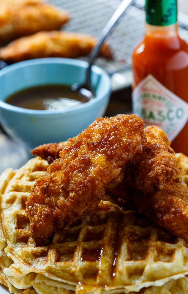 Chicken And Waffles With TABASCO Maple Syrup Spicy Southern Kitchen   Chicken N Waffles 18 657x1024 