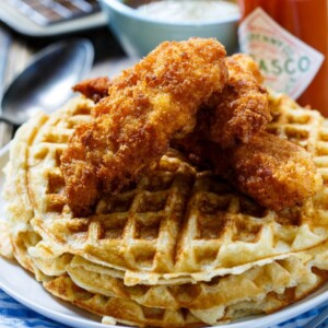 Chicken and Waffles with TABASCO Maple Syrup - Spicy 