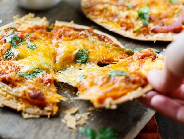 BBQ Salmon Tortilla Pizzas