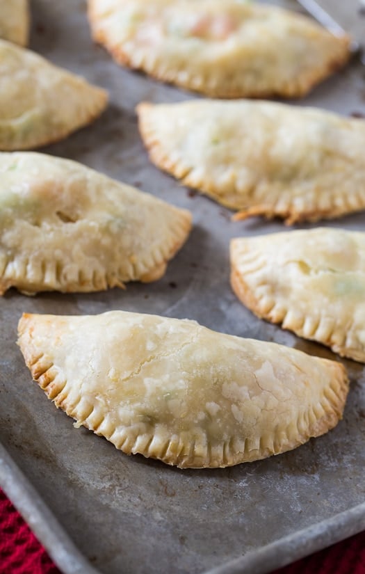 Easy Chicken Pot Pie Turnovers made with refrigerated pie crusts.
