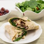 Chicken Salad Wrap with apples, grapes, and spicy pecans