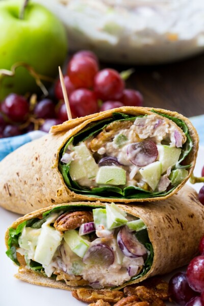 Chicken Salad Wrap With Apples, Grapes, And Spicy Pecans - Spicy 