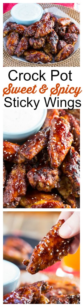 Crock Pot Sweet and Spicy Stick Wings- no one will believe these wings were cooked in a crock pot!