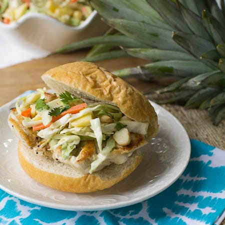 Chicken Sandich with Pineapple Slaw