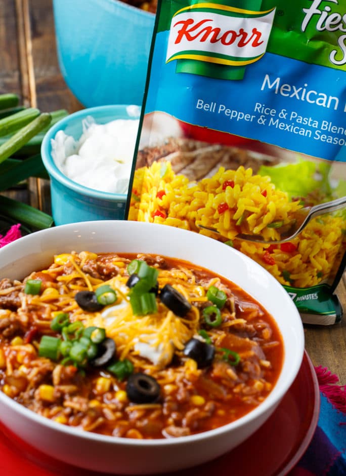 Chipotle Chili and Rice- ready in under 30 minutes.