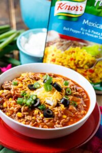 Chipotle Chili with Rice- ready in under 30 minutes.