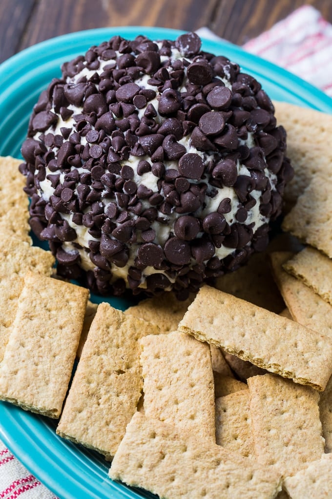 Chocolate Chip Cheese Ball- serve with graham crackers for a delicious party appetizer