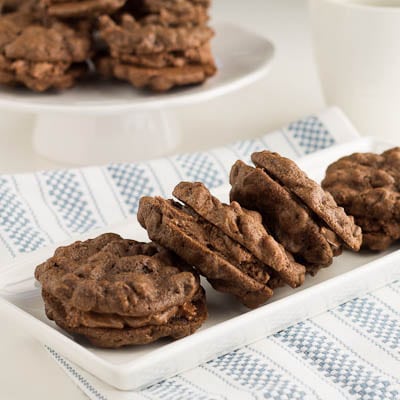 chocolate Chocolate-chip cookies with mocha cream filling