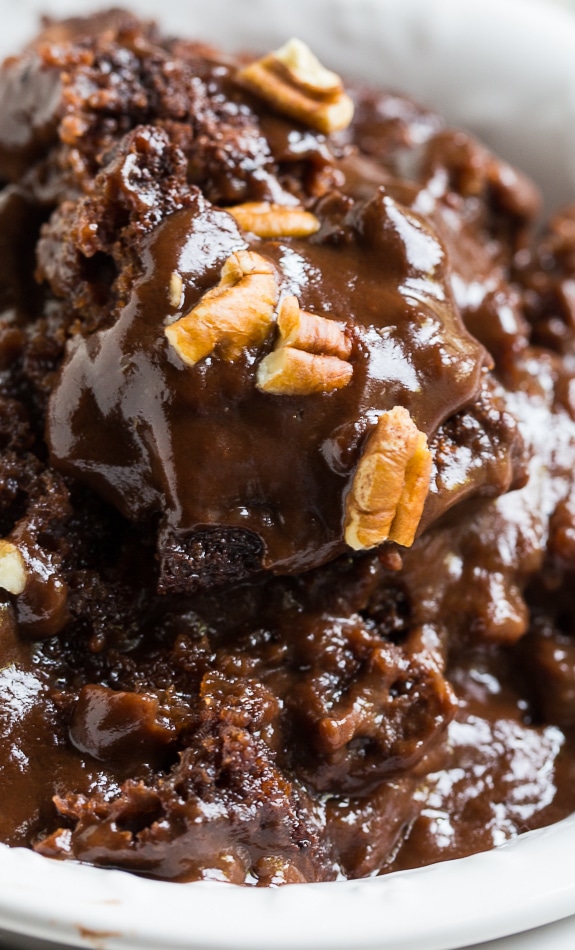 Chocolate Cobbler - a gooey fudge sauce forms on the bottom that is great for spooning over the cobbler. Like a chocolate molten cake only quicker and easier. You most likely already have the ingredients.