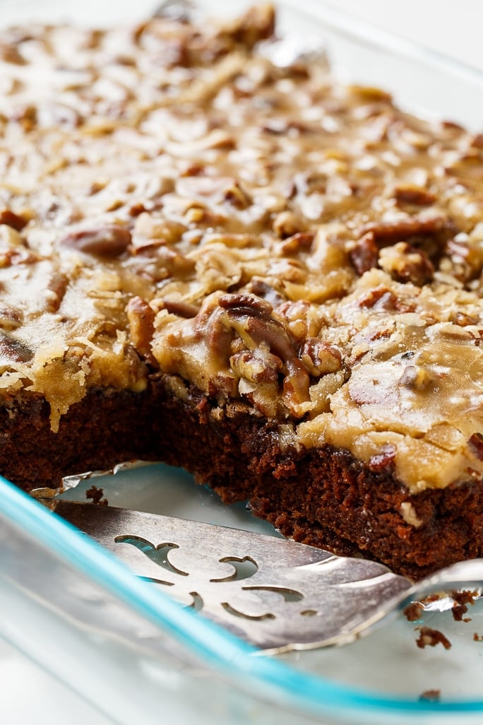 Chocolate Praline Cake is perfect for Mardi Gras