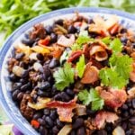 Chorizo Black Beans, Chorizo and bacon give these beans so much smoky flavor.