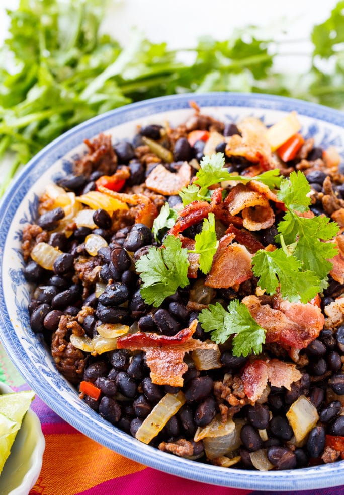 Chorizo Black Beans, Chorizo and bacon give these beans so much smoky flavor.