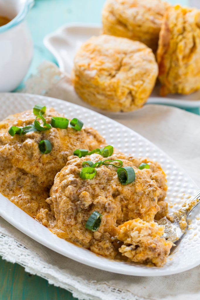 Sweet Potato Biscuits with Chorizo Gravy