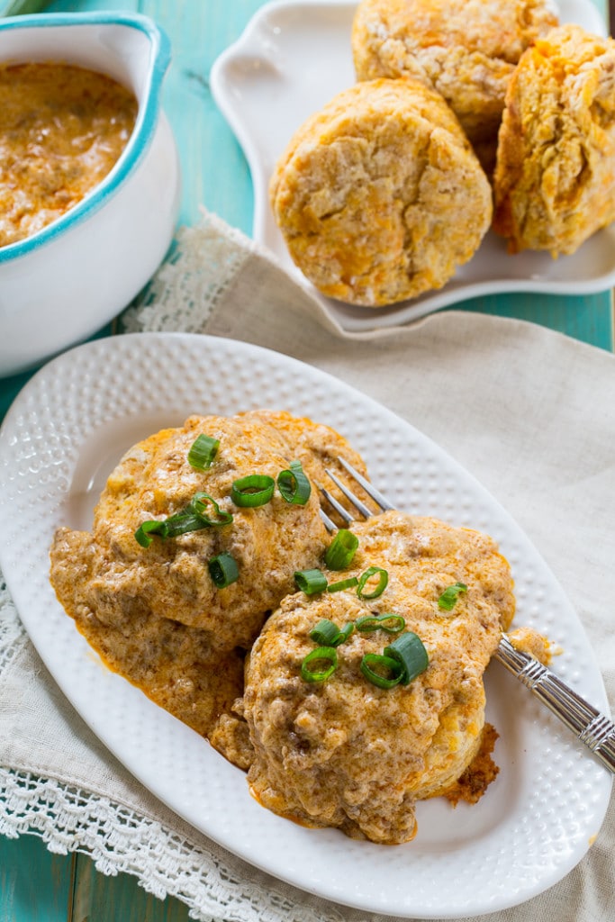 Sweet Potato Biscuits with Chorizo Gravy