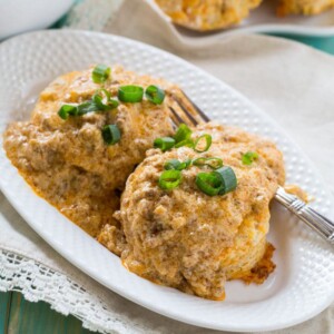 Sweet Potato Biscuits with Chorizo Gravy