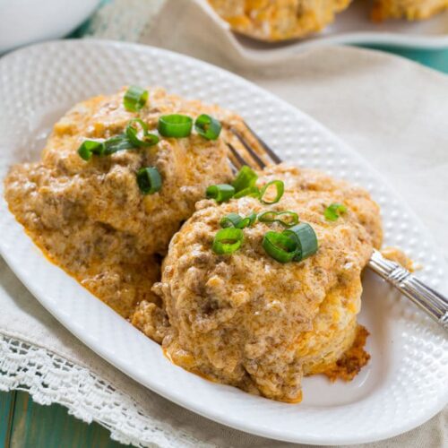 Sweet Potato Biscuits with Chorizo Sausage Gravy Spicy Southern Kitchen