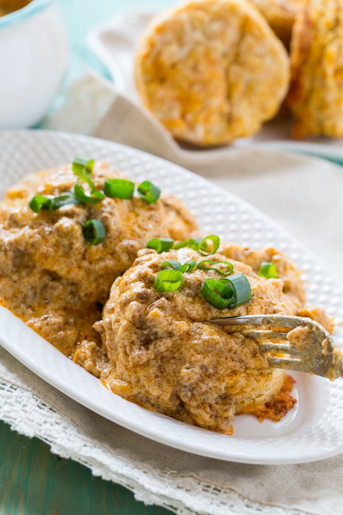 Sweet Potato Biscuits with Chorizo Gravy