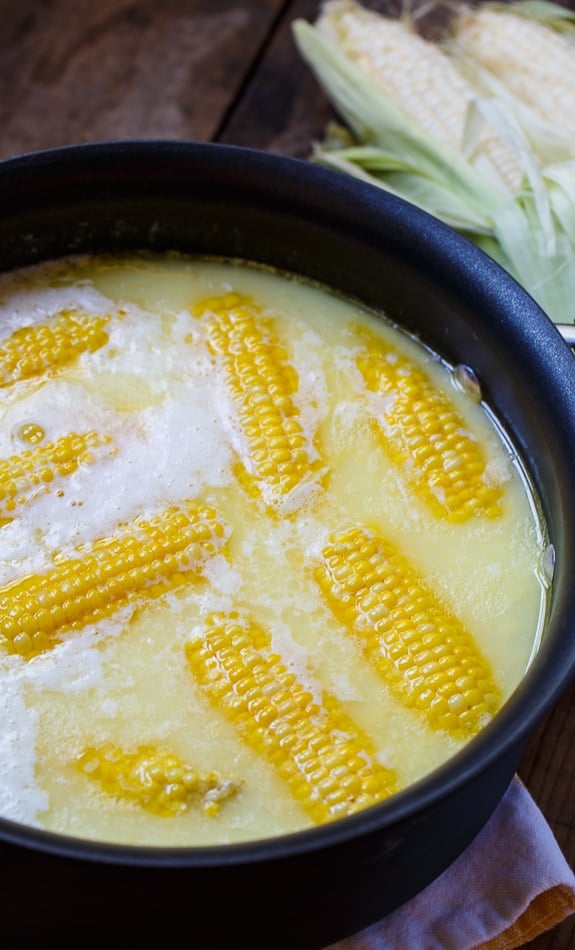 Best Way to Cook Corn- boiled with a stick of butter and a cup of milk. Most delicious corn ever!