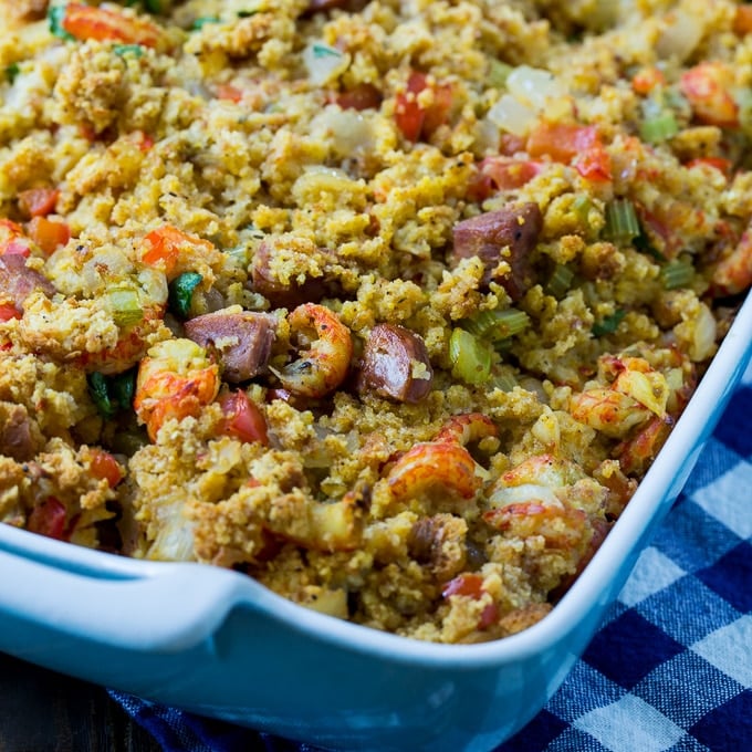 Crawfish Cornbread Dressing - Louisiana Cookin