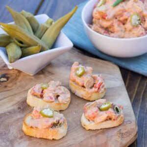 crawfish spread with pickled okra