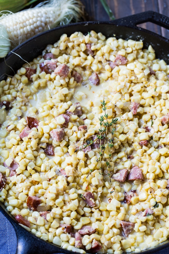 Creamed Corn with Smoked Sausage