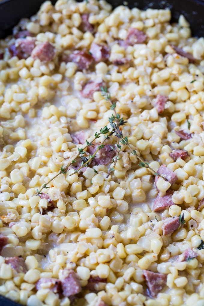 Creamed Corn with Smoked Sausage