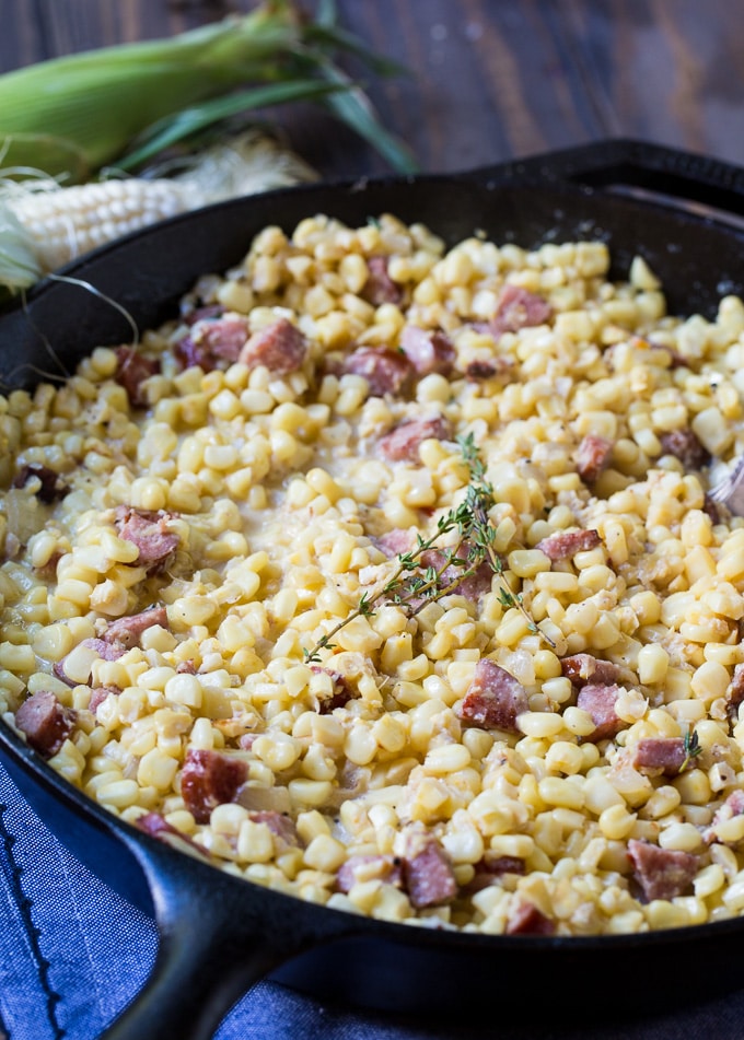 Creamed Corn with Smoked Sausage