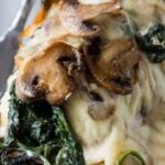 Creamed Spinach and Mushroom Smothered Chicken. This baked chicken dish is made with boneless chicken breasts.